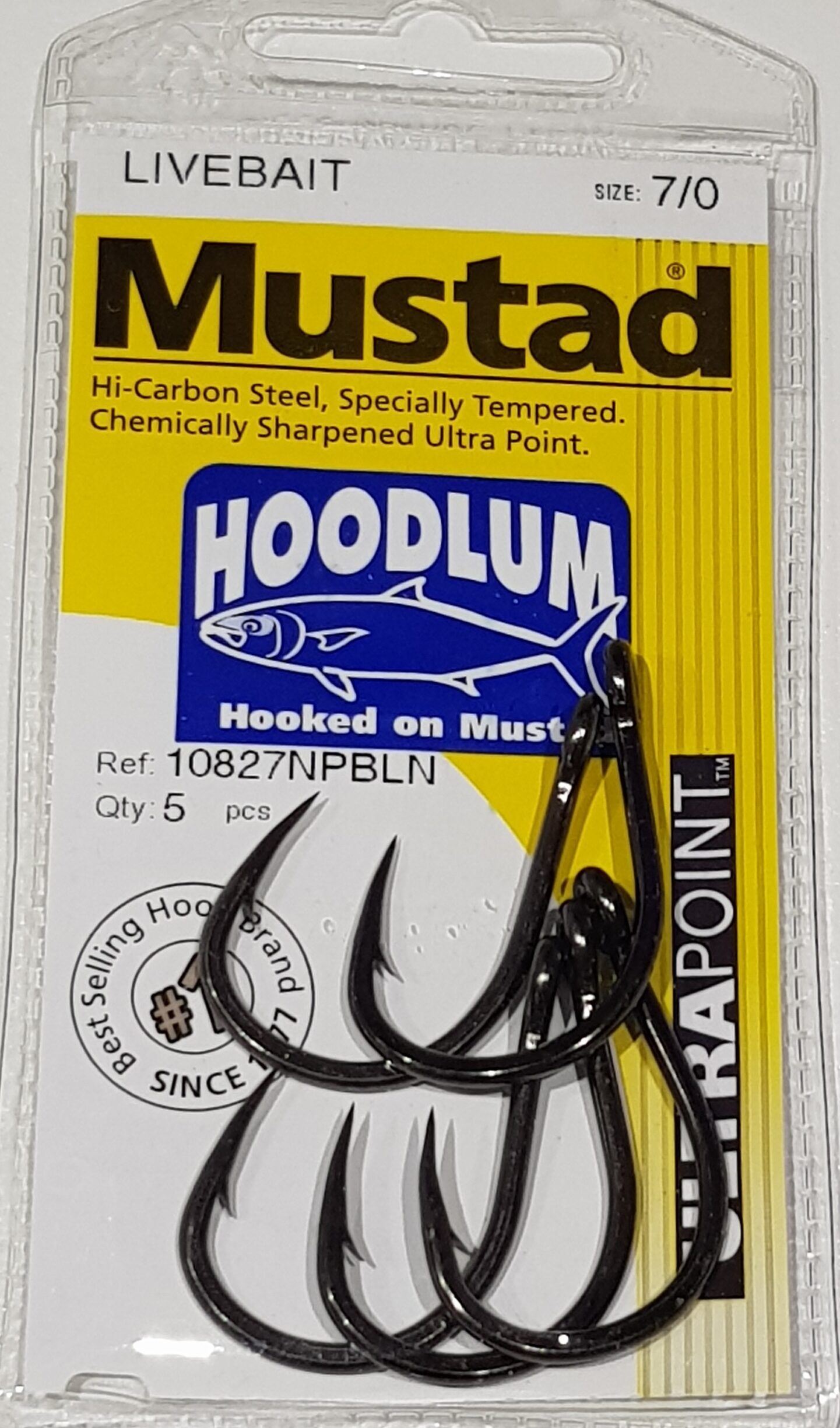 Mustad Hoodlum Live Bait Fishing Hooks 7/0