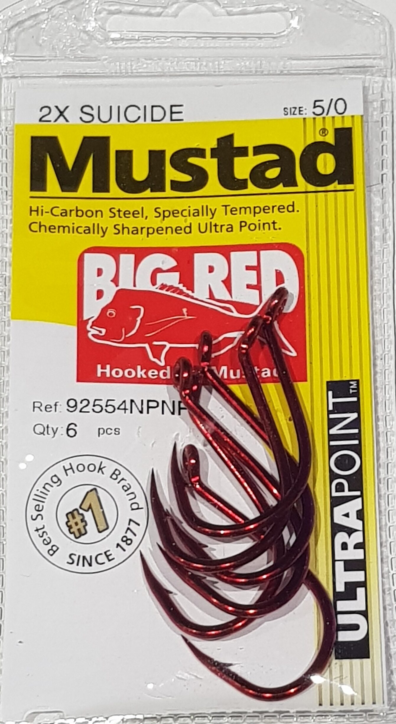 Mustad Big Red Suicide Fishing Hooks 5/0 – Online Fishen Supplies